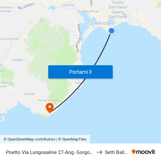 Poetto Via Lungosaline 27-Ang. Gorgona to Setti Ballas map