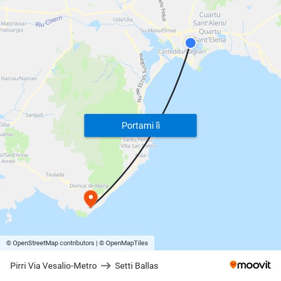 Pirri Via Vesalio-Metro to Setti Ballas map