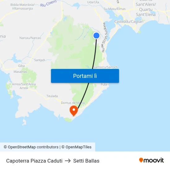Capoterra Piazza Caduti to Setti Ballas map