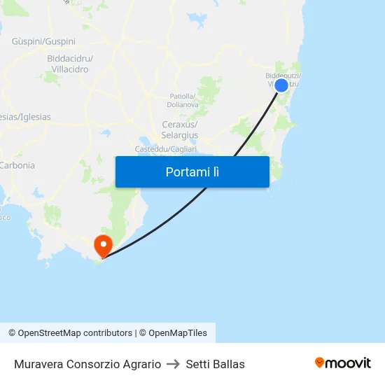 Muravera Consorzio Agrario to Setti Ballas map