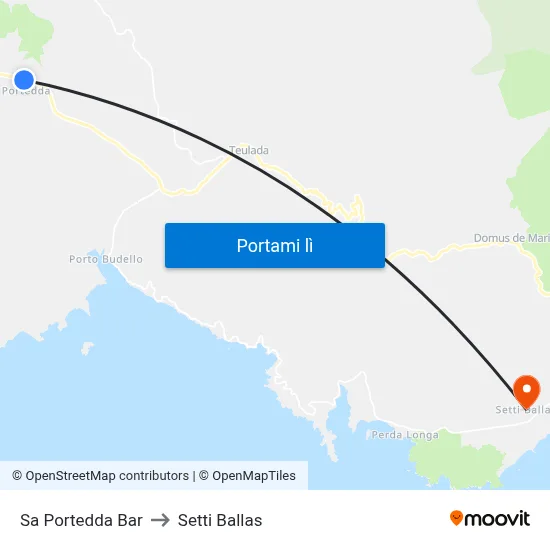 Sa Portedda Bar to Setti Ballas map