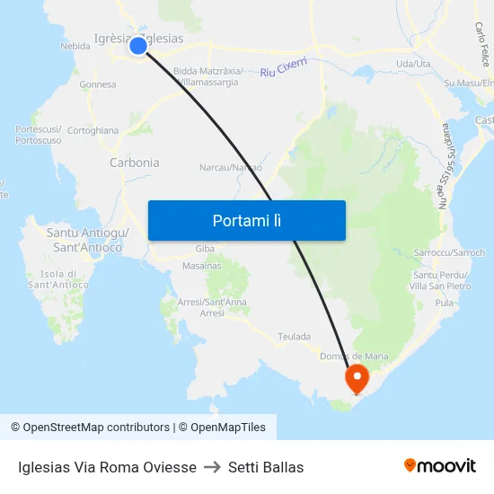 Iglesias Via Roma Oviesse to Setti Ballas map