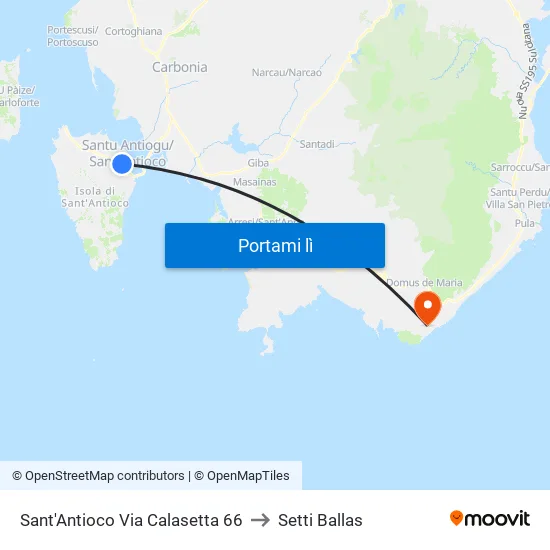 Sant'Antioco Via Calasetta 66 to Setti Ballas map