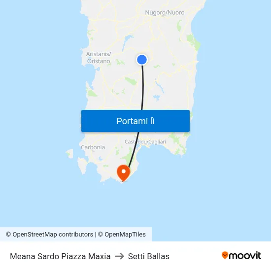 Meana Sardo Piazza Maxia to Setti Ballas map