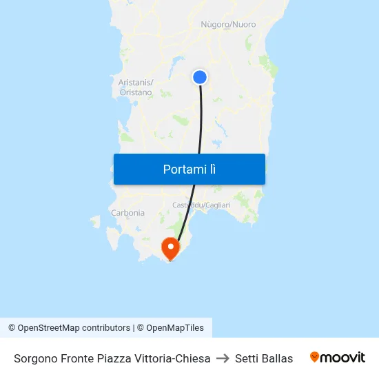 Sorgono Fronte Piazza Vittoria-Chiesa to Setti Ballas map