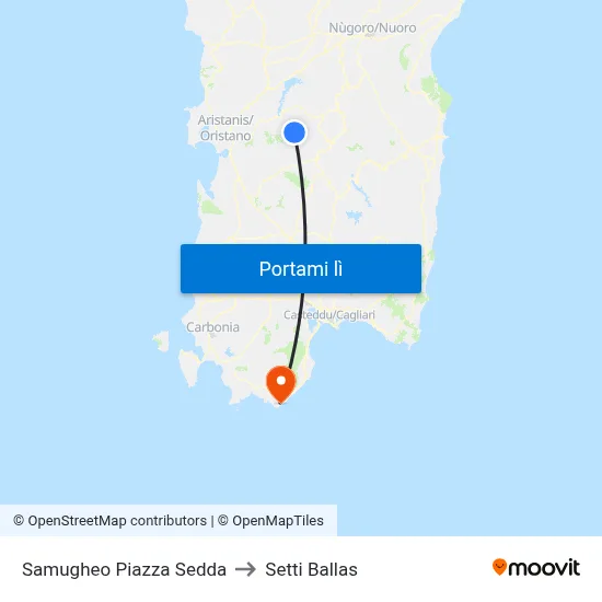 Samugheo Piazza Sedda to Setti Ballas map