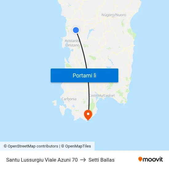 Santu Lussurgiu Viale Azuni 70 to Setti Ballas map