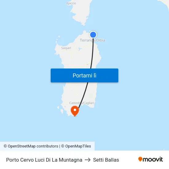 Porto Cervo Luci Di La Muntagna to Setti Ballas map