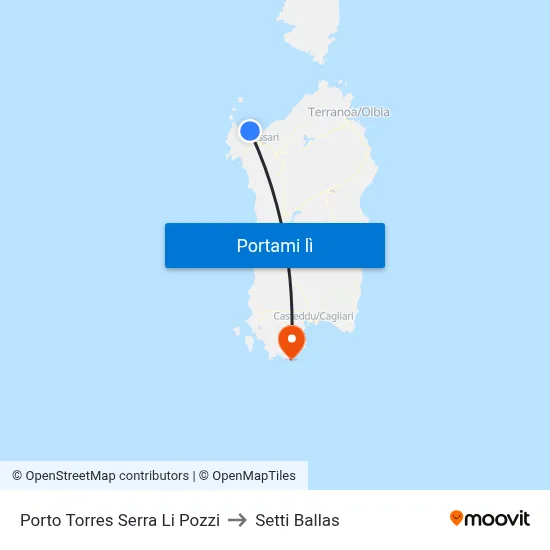 Porto Torres Serra Li Pozzi to Setti Ballas map