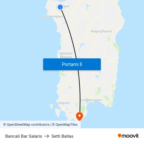 Bancali Bar Salaris to Setti Ballas map