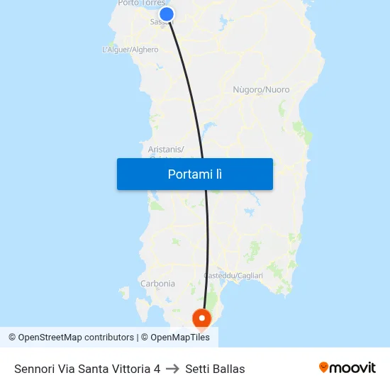 Sennori Via Santa Vittoria 4 to Setti Ballas map