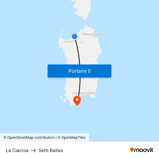 La Ciaccia to Setti Ballas map