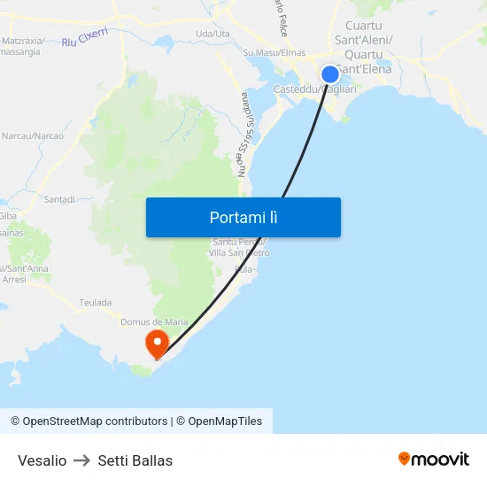 Vesalio to Setti Ballas map