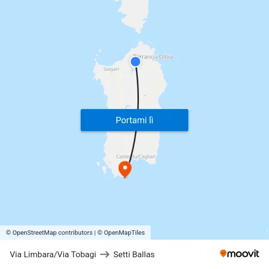 Via Limbara/Via Tobagi to Setti Ballas map