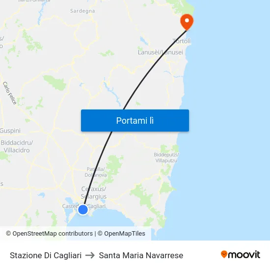 Stazione Di Cagliari to Santa Maria Navarrese map