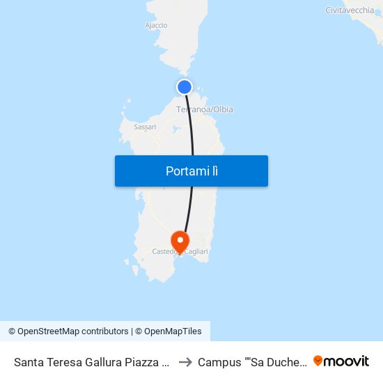 Santa Teresa Gallura Piazza Chiesa to Campus ""Sa Duchessa"" map