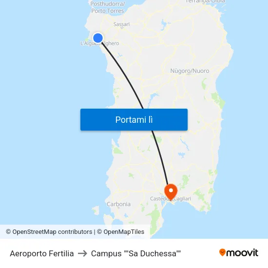 Aeroporto Fertilia to Campus "Sa Duchessa" map