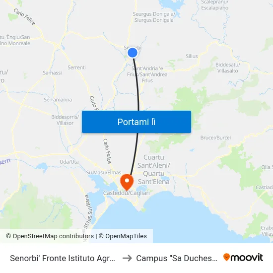 Senorbi' Fronte Istituto Agrario to Campus "Sa Duchessa" map