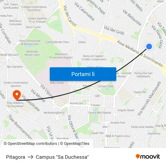 Pitagora to Campus "Sa Duchessa" map