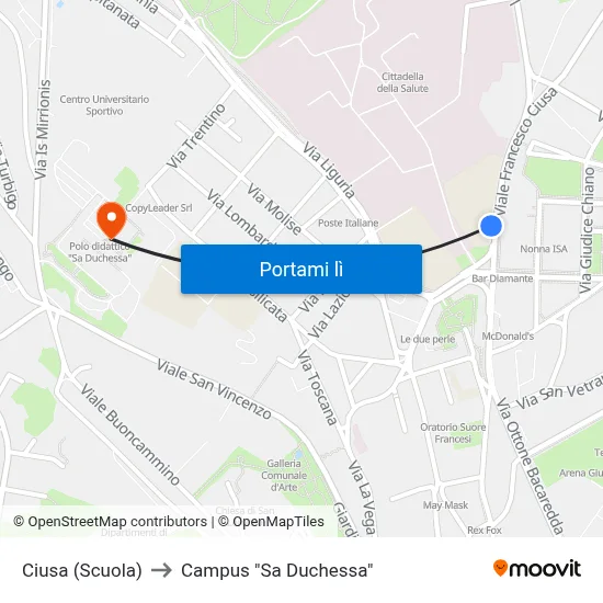 Ciusa (Scuola) to Campus "Sa Duchessa" map