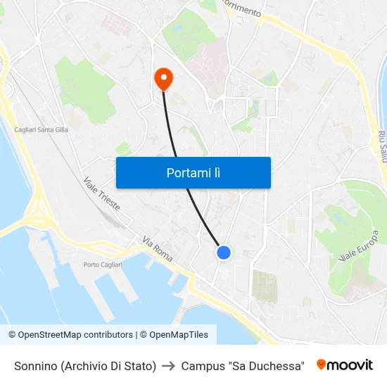 Sonnino (Archivio Di Stato) to Campus "Sa Duchessa" map