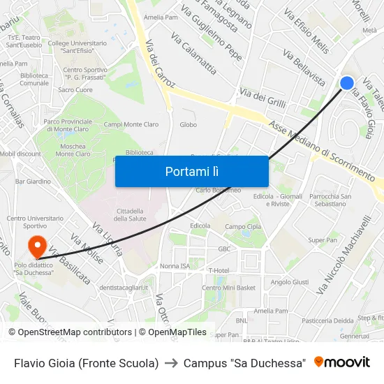 Flavio Gioia (Fronte Scuola) to Campus "Sa Duchessa" map