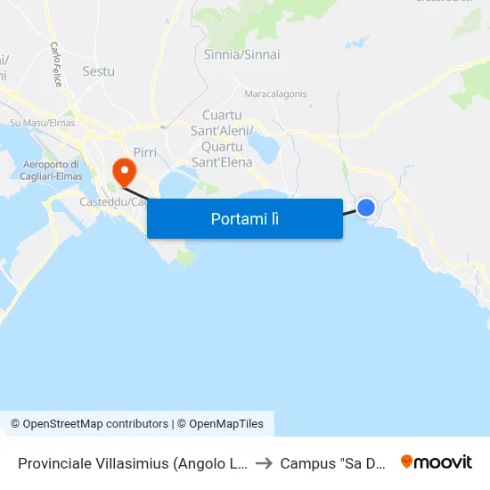 Provinciale Villasimius (Angolo Lago Di Varese) to Campus "Sa Duchessa" map