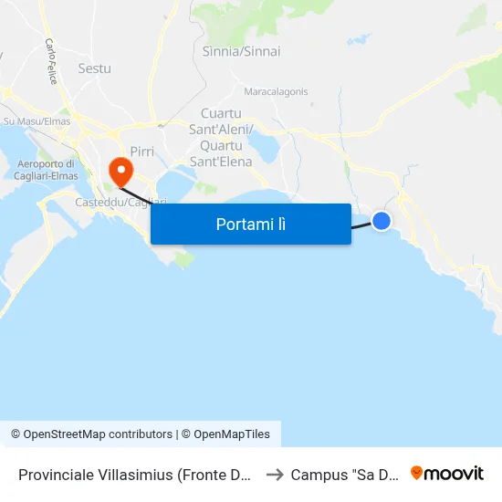 Provinciale Villasimius (Fronte Del Transatlantico) to Campus "Sa Duchessa" map