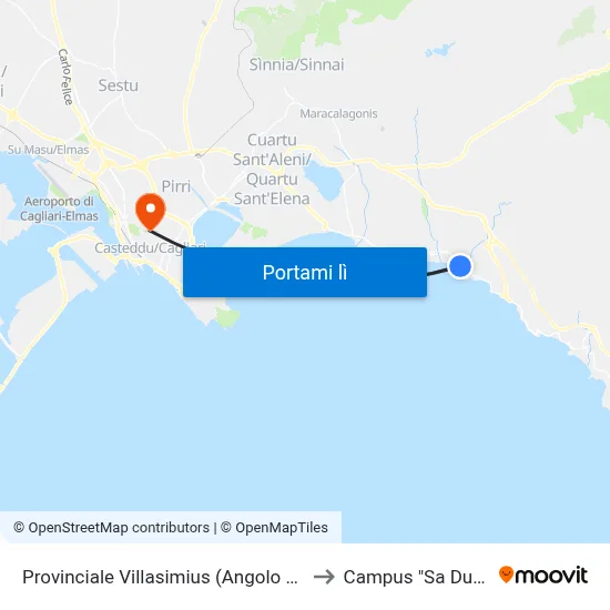 Provinciale Villasimius (Angolo Dei Papaveri) to Campus "Sa Duchessa" map