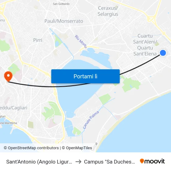 Sant'Antonio (Angolo Liguria) to Campus "Sa Duchessa" map