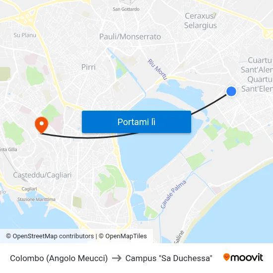 Colombo (Angolo Meucci) to Campus "Sa Duchessa" map