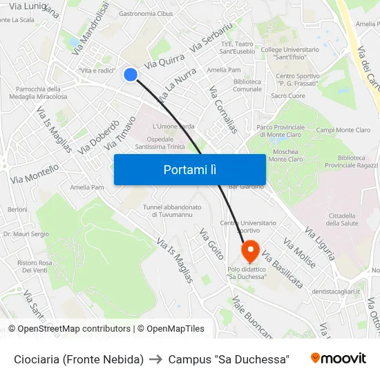 Ciociaria (Fronte Nebida) to Campus "Sa Duchessa" map