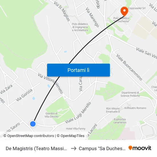 De Magistris (Teatro Massimo) to Campus "Sa Duchessa" map