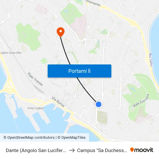 Dante (Angolo San Lucifero) to Campus "Sa Duchessa" map