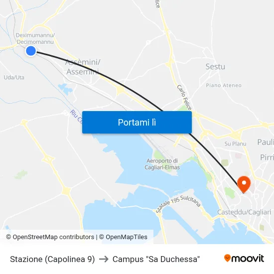 Stazione (Capolinea 9) to Campus "Sa Duchessa" map