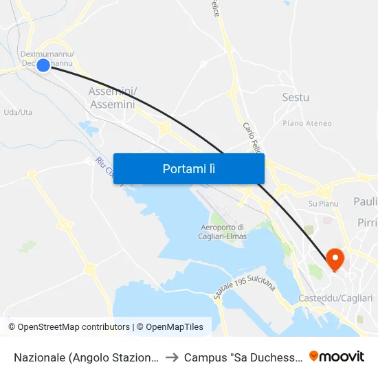 Nazionale (Angolo Stazione) to Campus "Sa Duchessa" map