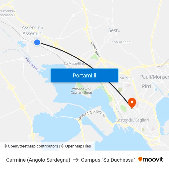 Carmine (Angolo Sardegna) to Campus "Sa Duchessa" map