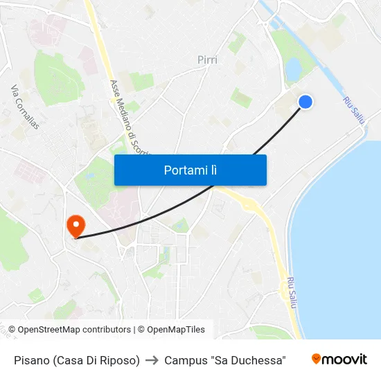 Pisano (Casa Di Riposo) to Campus "Sa Duchessa" map