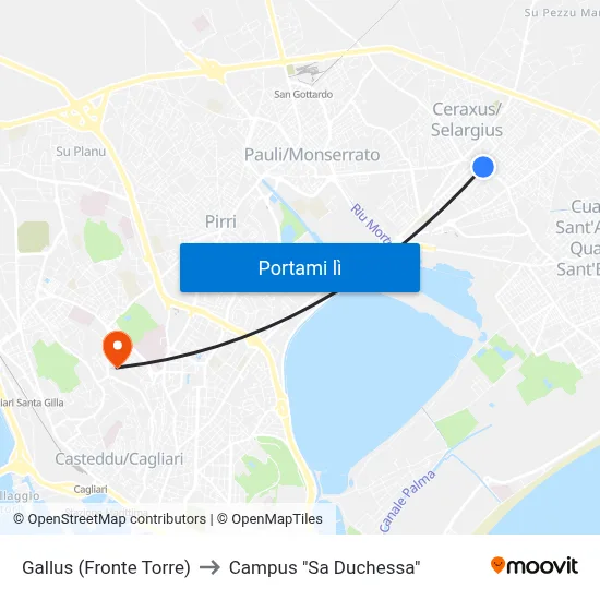 Gallus (Fronte Torre) to Campus "Sa Duchessa" map
