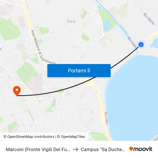 Marconi (Fronte Vigili Del Fuoco) to Campus "Sa Duchessa" map