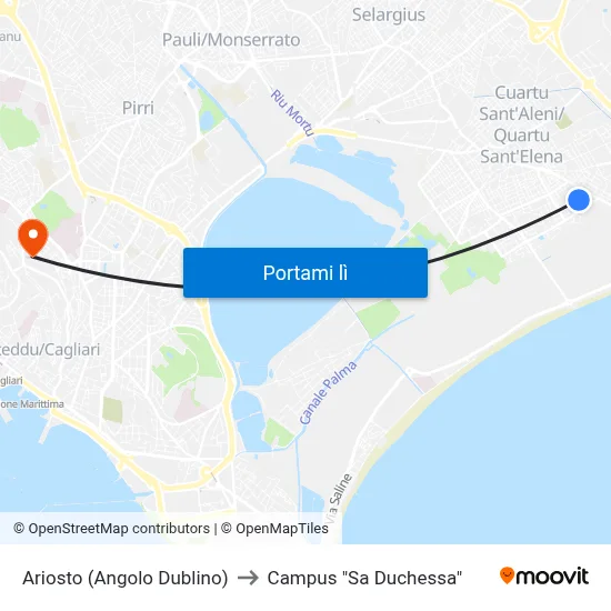 Ariosto (Angolo Dublino) to Campus "Sa Duchessa" map