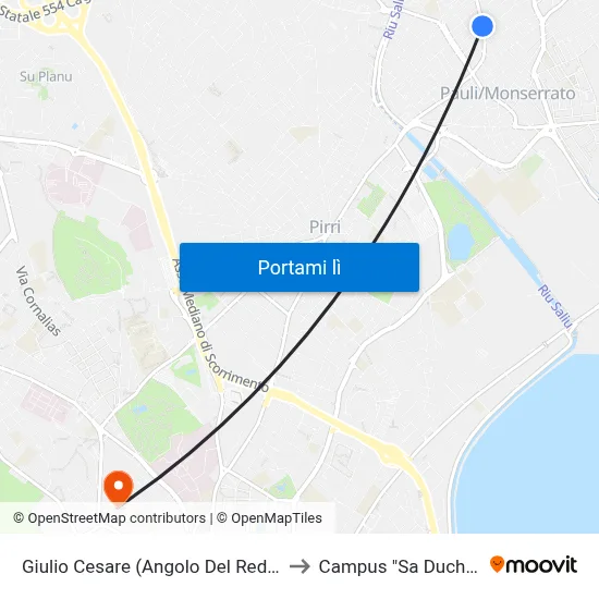 Giulio Cesare (Angolo Del Redentore) to Campus "Sa Duchessa" map