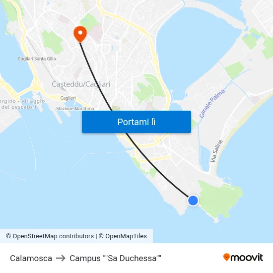 Calamosca to Campus "Sa Duchessa" map