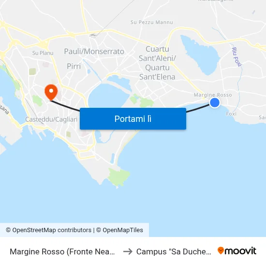 Margine Rosso (Fronte Neapolis) to Campus "Sa Duchessa" map