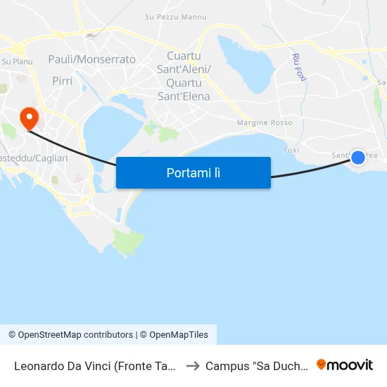 Leonardo Da Vinci (Fronte Taormina) to Campus "Sa Duchessa" map