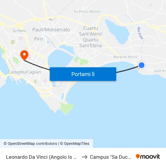 Leonardo Da Vinci (Angolo Is Pardinas) to Campus "Sa Duchessa" map