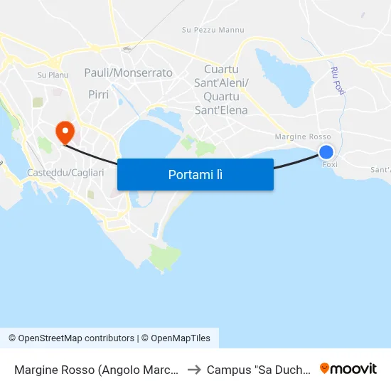 Margine Rosso (Angolo Marco Polo) to Campus "Sa Duchessa" map