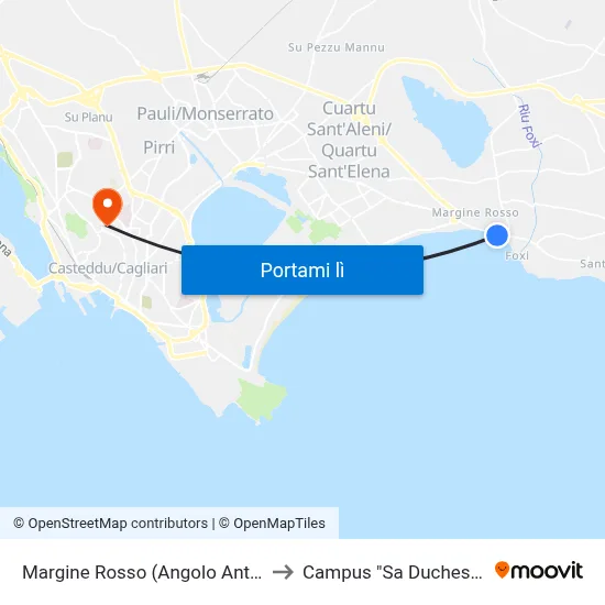 Margine Rosso (Angolo Antas) to Campus "Sa Duchessa" map