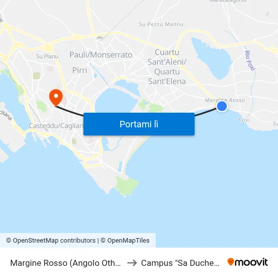Margine Rosso (Angolo Othoca) to Campus "Sa Duchessa" map