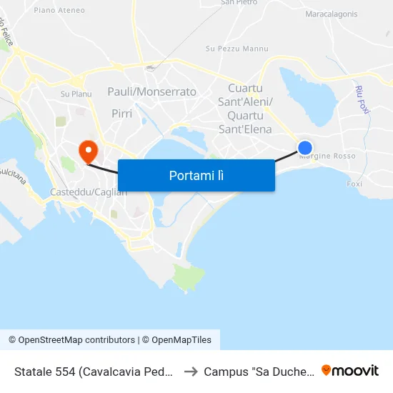 Statale 554 (Cavalcavia Pedonale) to Campus "Sa Duchessa" map